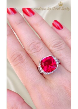 Kırmızı Taşlı Gümüş Deep Yüzük