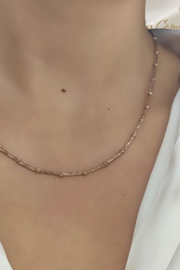 Dorika Topları ile Süslü Gümüş Zincir Kolye 