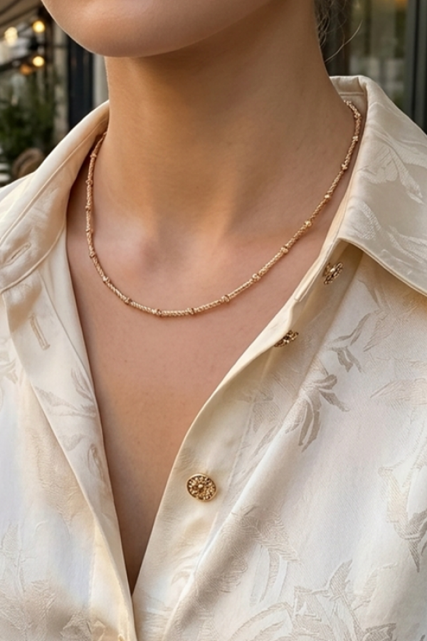 Dorika Topları ile Süslü Gümüş Zincir Kolye 