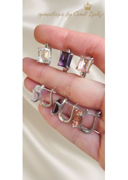 Dikdörtgen Motif Gümüş Küpe Çifti Serisi 