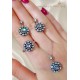 Elmas Kesim Çiçek Motif Gümüş Set 