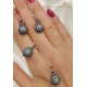 Elmas Montür Yuvarlak Motif Gümüş Set