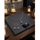 Elmas Montür Yuvarlak Motif Gümüş Set