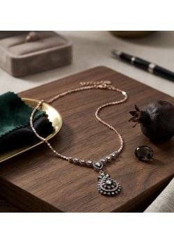 Elmas Kesim Damla Motif Gümüş Kolye