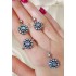 Elmas Kesim Çiçek Motif Gümüş Set 