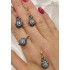 Elmas Montür Yuvarlak Motif Gümüş Set