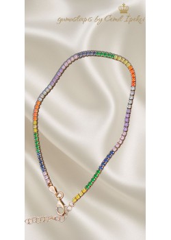 Renkli Taşlarla Süslü Suyolu Gümüş Halhal