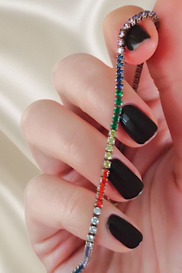 Renkli Taşlarla Süslü Suyolu Gümüş Halhal