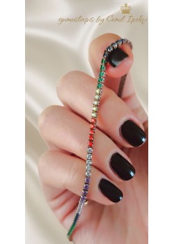 Renkli Taşlarla Süslü Suyolu Gümüş Halhal