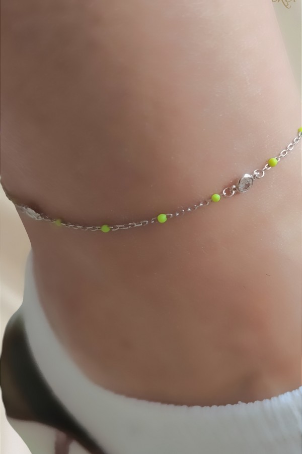 Sarı Mine Topçuklu Gümüş Halhal