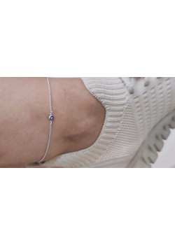 Mineli Nazar Boncuklu Gümüş Halhal 