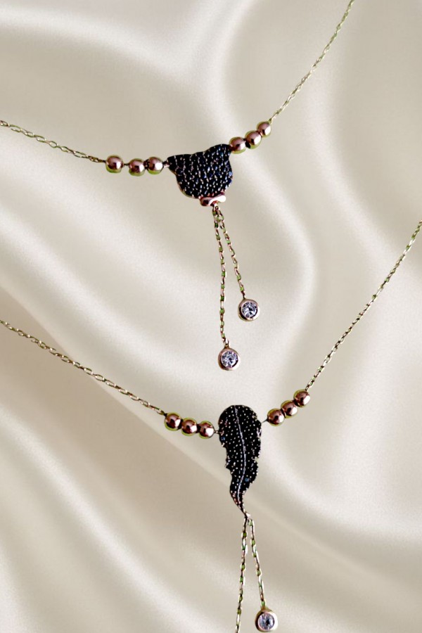 Onix Taşlı Desenli Gümüş Halhal Serisi