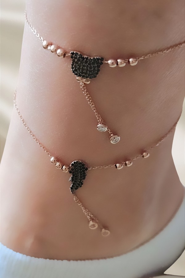 Onix Taşlı Desenli Gümüş Halhal Serisi