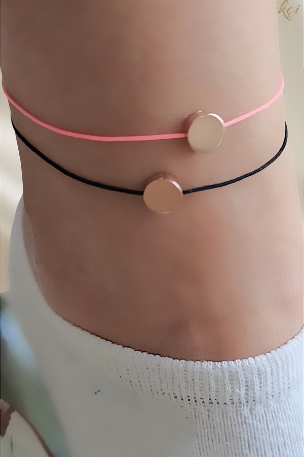 Yuvarlak Motif İpli Gümüş Halhal Serisi