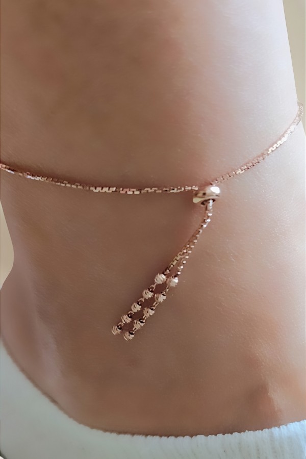 Dorika Topları ile Süslü Asansörlü Gümüş Halhal