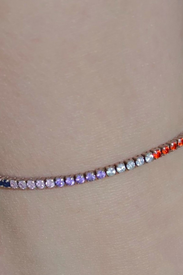 Renkli Taşlarla Süslü Suyolu Gümüş Halhal