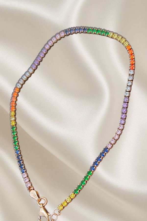 Renkli Taşlarla Süslü Suyolu Gümüş Halhal