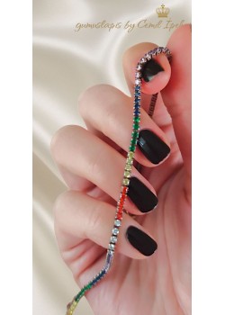 Renkli Taşlarla Süslü Suyolu Gümüş Halhal