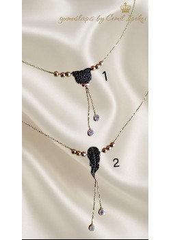 Onix Taşlı Desenli Gümüş Halhal Serisi