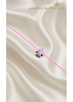 Melek Motif Pembe İpli Gümüş Halhal