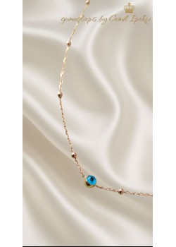 Cam Göz Nazar Boncuklu Gümüş Rose Halhal