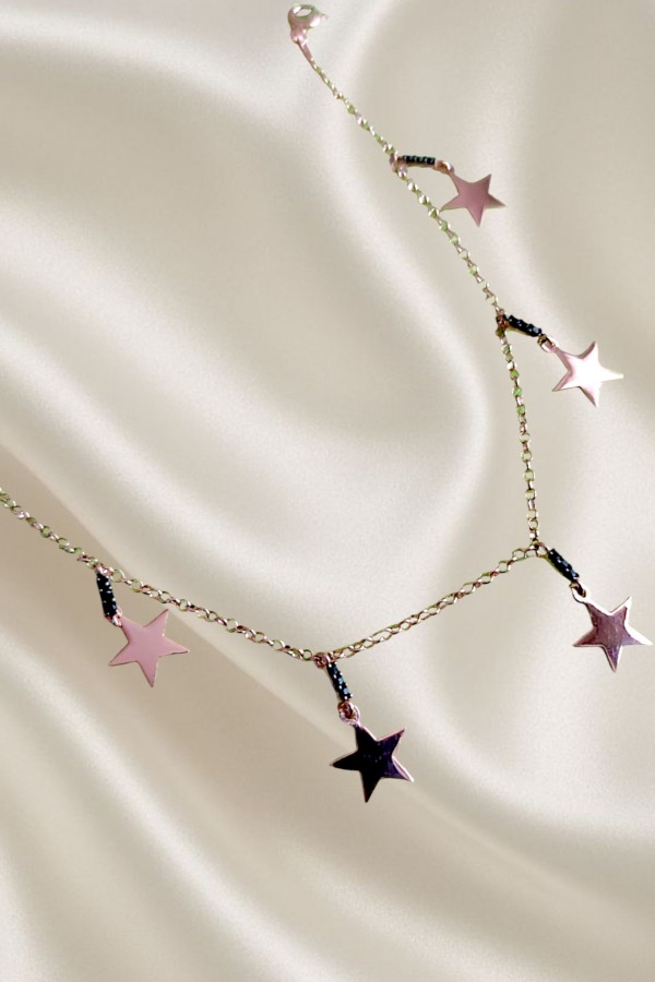 Yıldız Motif Onix Taşlı Gümüş Halhal