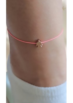 Melek Motif Pembe İpli Gümüş Halhal