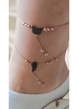 Onix Taşlı Desenli Gümüş Halhal Serisi