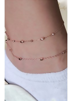 Topçuklarla Süslü Taşsız Gümüş Rose Halhal Serisi