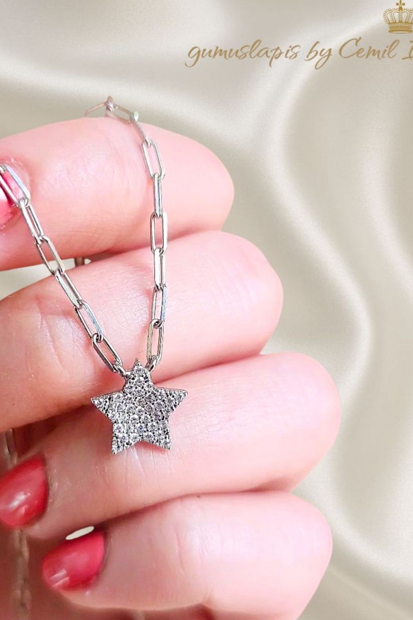 Yıldız motif gümüş kolye