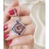 Safir Taşlı Ay Yıldız Motif Gümüş Kolye