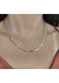 Desenli Ezme Gümüş Zincir Kolye