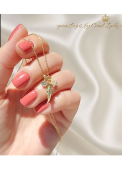 Yıldız Tüy ve Tektaş Motif Gümüş Kolye 