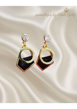 Onix Taşlı İki Parçalı Gümüş Küpe Çifti 