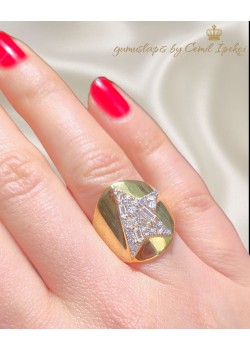 Yarım Yıldız Motif Gümüş Yüzük 