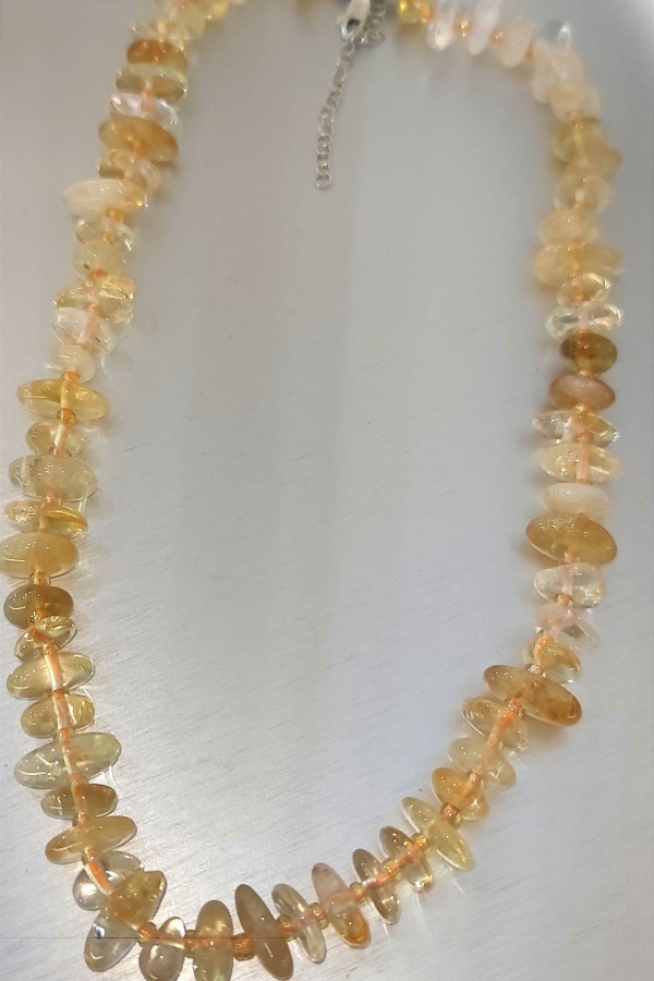 Sitrin Taşlı Kalın Dizi Kolye