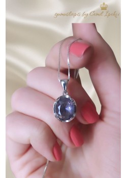 Ametist Taşlı Gümüş Kolye 