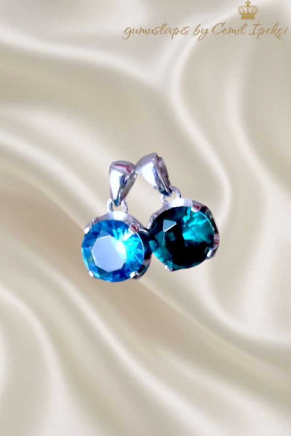 Peridot ve Lab Topaz Taşlı Gümüş Kolye Serisi 