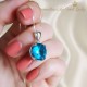Lab Topaz Taşlı Gümüş Kolye