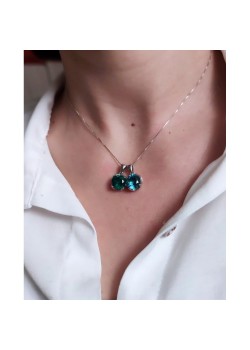 Peridot ve Lab Topaz Taşlı Gümüş Kolye Serisi 