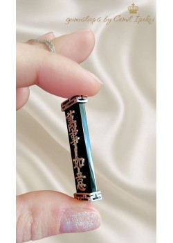 Çince Sonsuzluk Yazılı Onix Taşlı Gümüş Kolye 