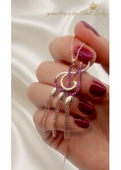 Vav Motif Yakut Taşlı Gümüş Kolye