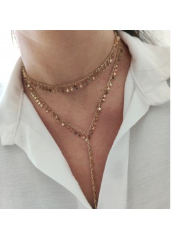 Kendinden İkili Yıldız Motif Y Kolye