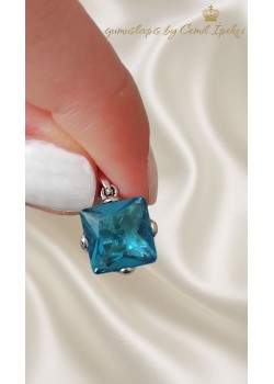 Arkası Sivri Lab Topaz ve Pembe Kuvars Taşlı Gümüş Kolye Ucu Serisi