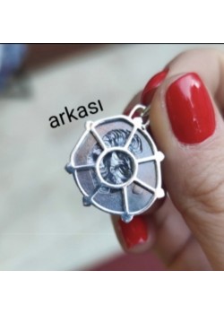 Asimetrik Model Burç Motif Elişi Tasarım Gümüş Kolye Ucu Serisi