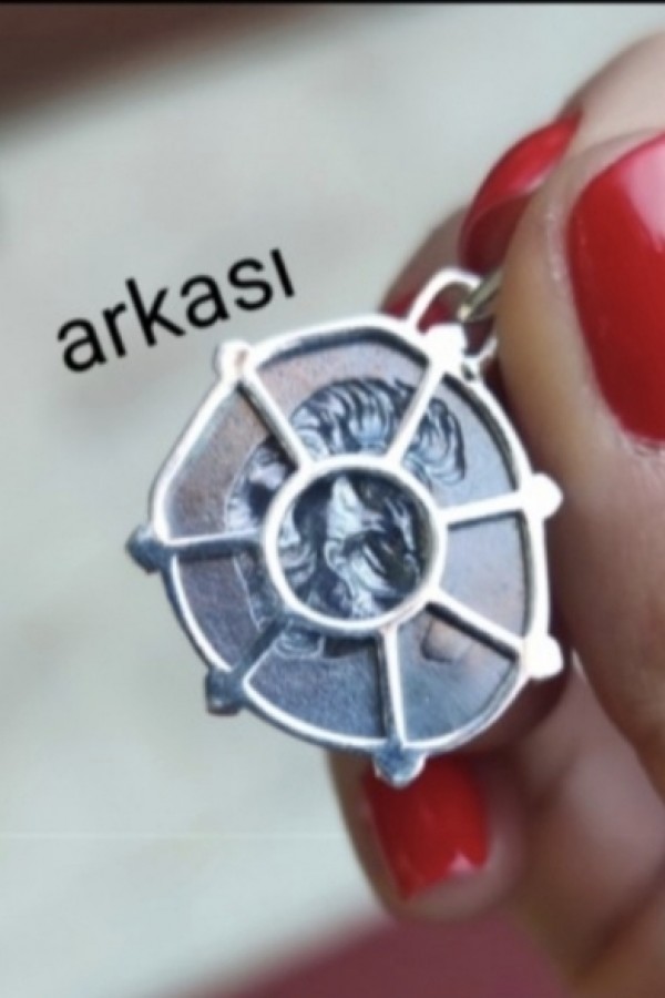 Asimetrik Model Burç Motif Elişi Tasarım Gümüş Kolye Ucu Serisi