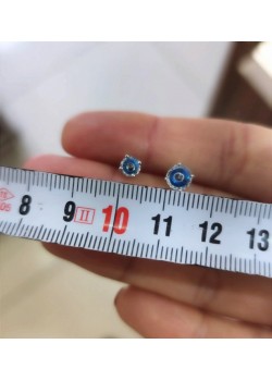 Kütle Nazar Boncuklu Küçük Boy Gümüş Küpe Çifti 