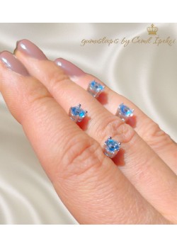 Kütle Nazar Boncuklu Küçük Boy Gümüş Küpe Çifti 