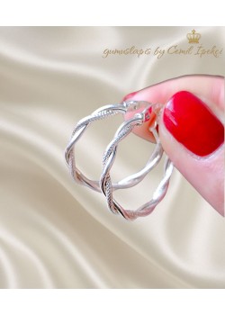 İki Sarmal Gümüş Halka Küpe Çifti