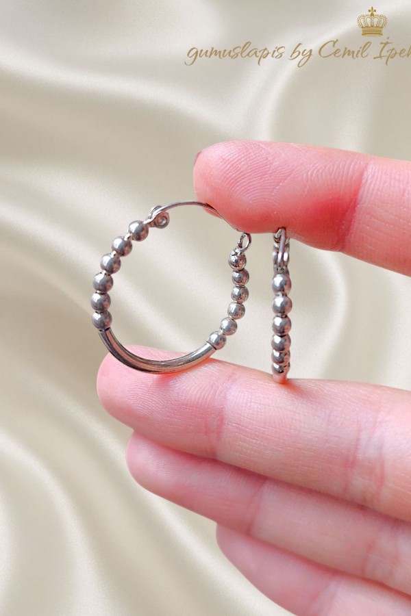 Toplu Motif Gümüş Halka Küpe Çifti 